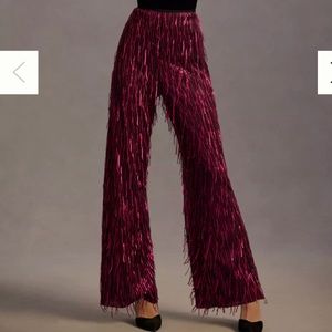Anthropologie Maeve Plum Sequin Wide Leg Pants